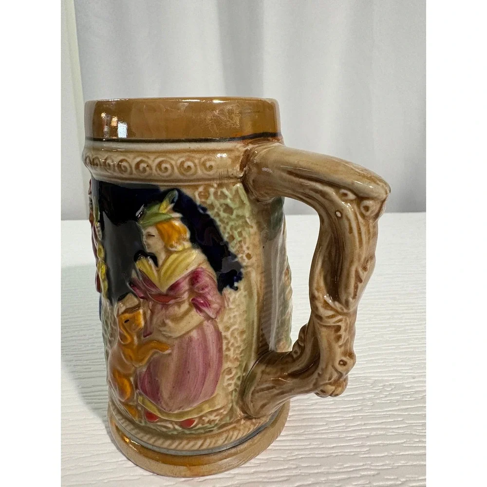 Vintage Ceramic Beer Stein Made in Japan Alpine Cabin Relief Scene Mug S0035